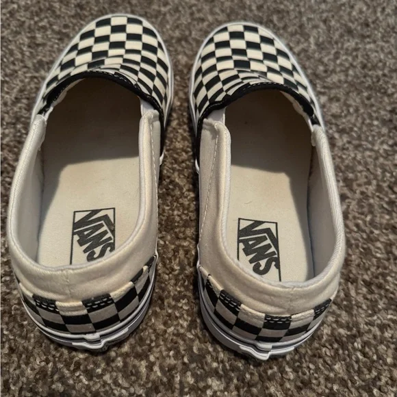 Vans Leather Black and White Checkerboard Slip-Ons - Picture 2 of 6